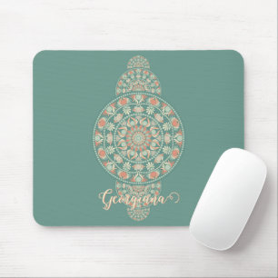 Anpassad Sage & Sand Retro Ornamental Mandala Musmatta
