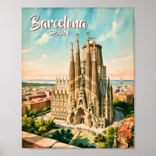 Anpassad Sagrada Familia Barcelona Resa Akvarell Poster