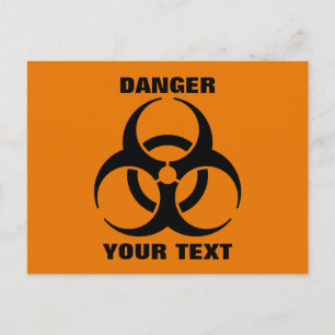 Anpassad säkerhetsorange biohazardsymbol varningss vykort