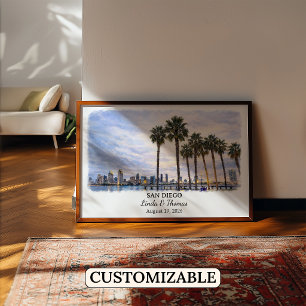 Anpassad San Diego-väggkonst, California-affisch Poster