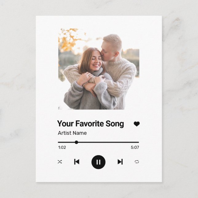 Anpassad sång Favoritsång Ett foto Vykort (Framsida)
