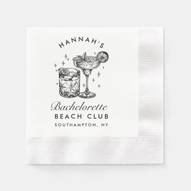 Anpassad Sängkammare Retro Cocktail Svart Pappersservett (Framsidan)