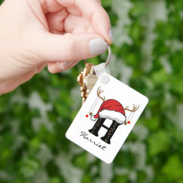 Anpassad Santa-alfabetet Nyckelring Present till K