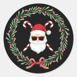 Anpassad Santa Krans Kors Käppar Jul Högtid Runt Klistermärke