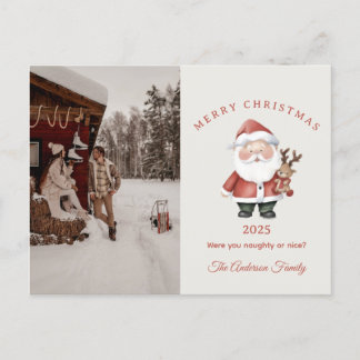 Anpassad Santa vattenfärg julstämning present Helg Vykort