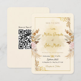 Anpassad Save the Date Bröllopsinbjudan med QR Spara Datumet
