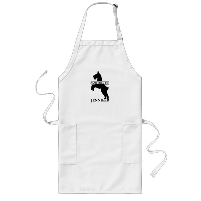 Anpassad Schnauzer Pet Groomer Apron Långt Förkläde (Framsidan)