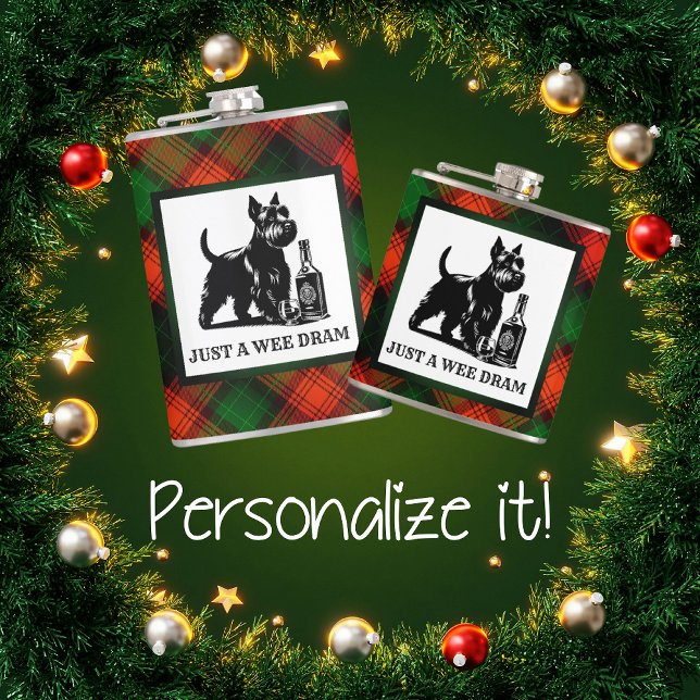 Anpassad Scotty Hund och Tartan Wee Dram Fickplunta (Skapare uppladdad)