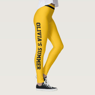 Anpassad semesterkul solig gul svart randig leggings