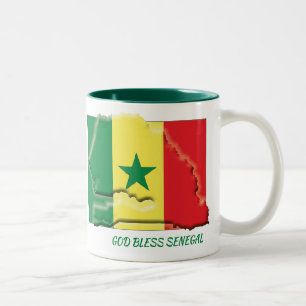 Anpassad SENEGAL KARTA-skript Två-Tonad Mugg