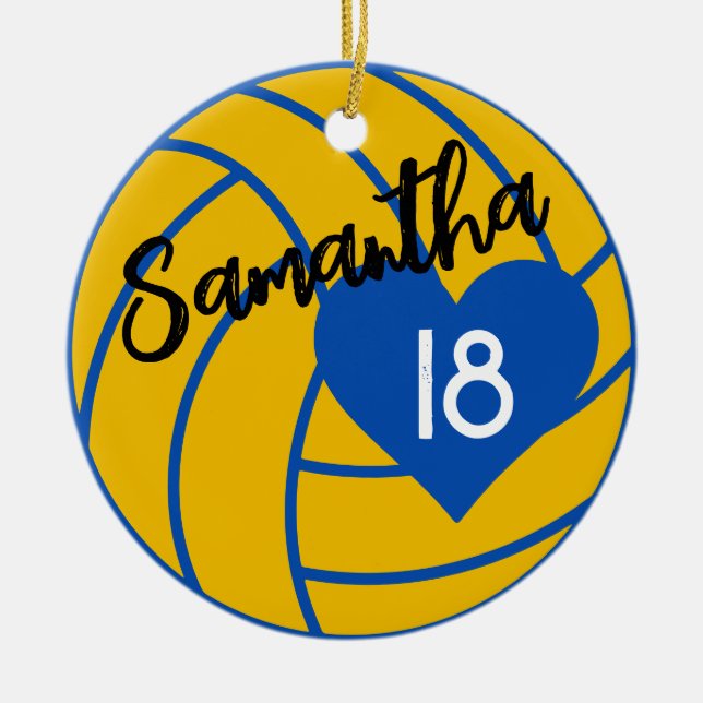 Anpassad senior volleybollspelare nummer klass av  julgransprydnad keramik (Framsidan)