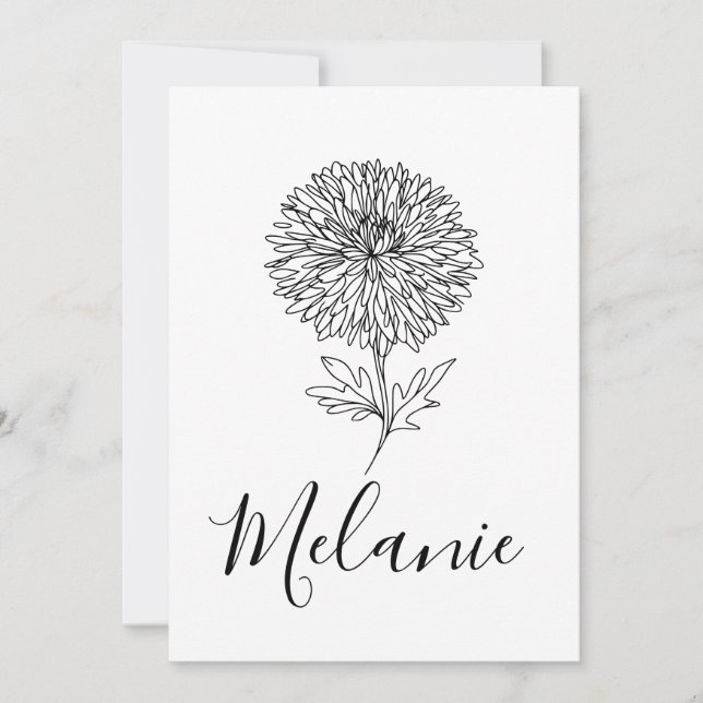 Anpassad september-aster födelsedagsblomma present inbjudningar (Framsida)