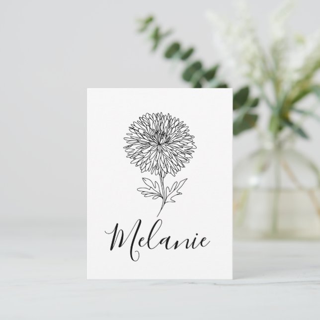 Anpassad september-aster födelsedagsblomma present vykort (Stående Fram)