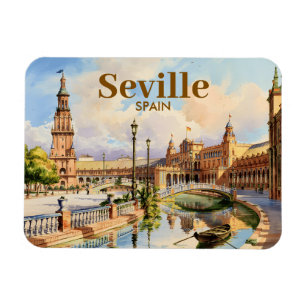 Anpassad Seville Spanien Plaza de Espana Akvarell Magnet