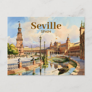 Anpassad Seville Spanien Plaza de Espana Akvarell Vykort