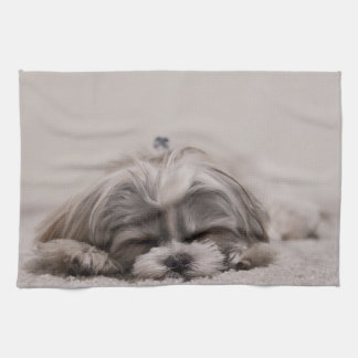 Anpassad Shih tzu Kitchen Towel, Sleeping Hund Kökshandduk