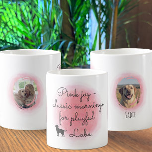 Anpassad siluett av labrador retriever i pastellro kaffemugg