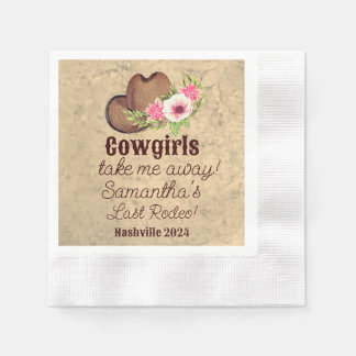 Anpassad Sista Rodeo Rustik Rosa Blommig Cowgirl Pappersservett