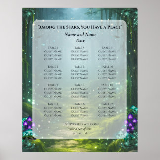 Anpassad sittplatskarta Bioluminescent Elegans Poster