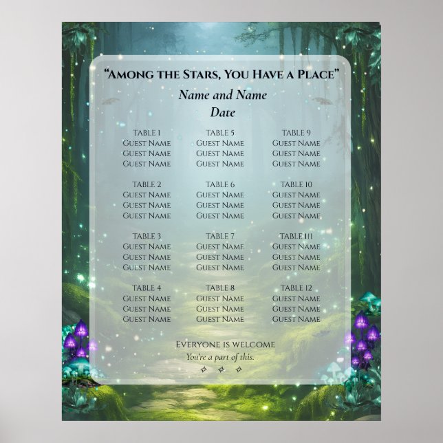 Anpassad sittplatskarta Bioluminescent Elegans  Poster (Framsidan)