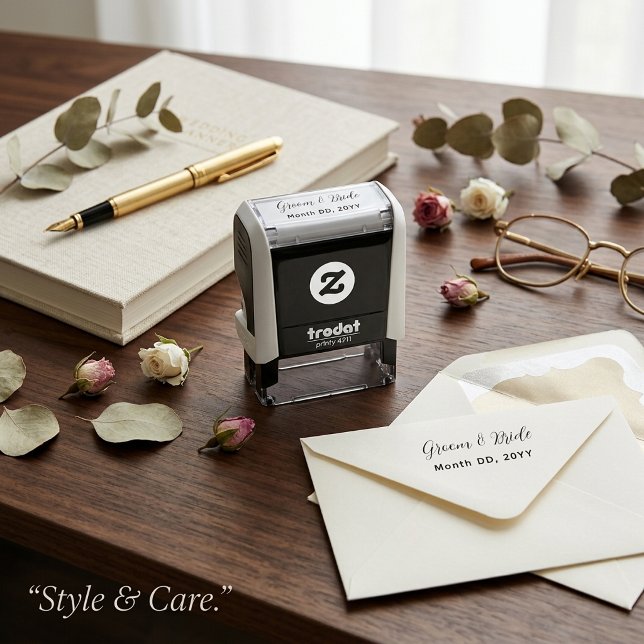 Anpassad Självbläckande Stämpel för Par Namn Datum (Custom Self Inking Stamp for Couples Names Date)