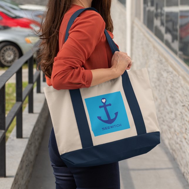 Anpassad sjöfartstema-handväska tygkasse (Nautical theme tote bag.)