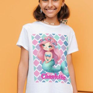 Anpassad sjöjungfru rosa mönster t shirt