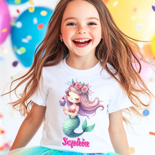 Anpassad sjöjungfru rosa namn t shirt