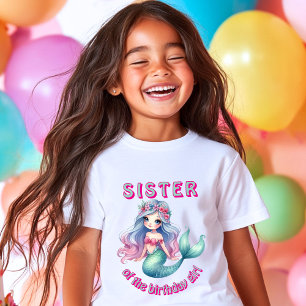 Anpassad sjöjungfru syster till födelsedagsflickan t shirt
