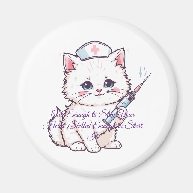 Anpassad Sjuksköterska Katt Duktig Nog Magnet (Framsidan)