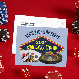 Anpassad Sjungningsfest Las Vegas-reseinbjudan Vykort