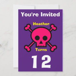 Anpassad skalle inbjudan - Födelsedag - lägg till 