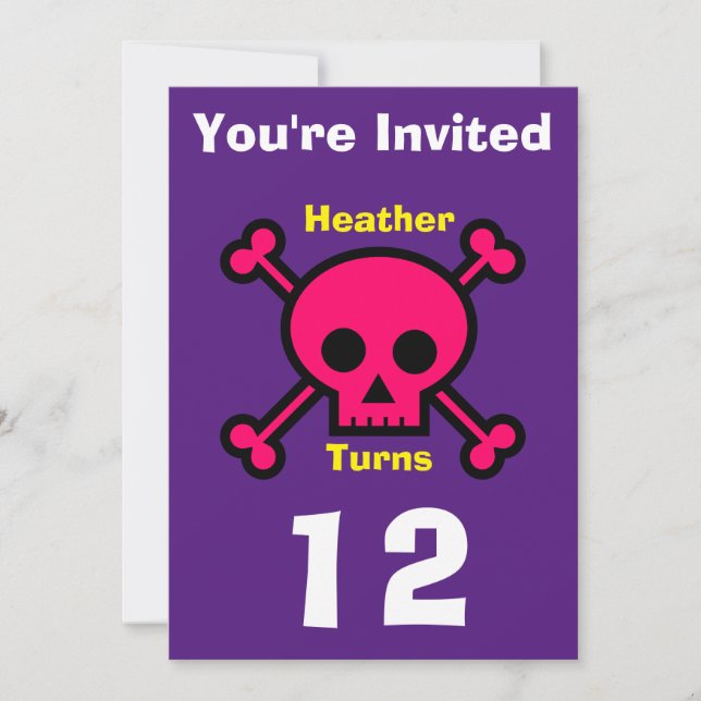 Anpassad skalle inbjudan - Födelsedag - lägg till  (Framsida)