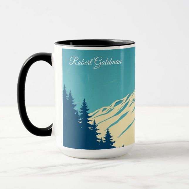 Anpassad skidklubb Aspen Retro 70-tal Berg Mugg (Vänster)