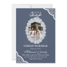 Anpassad Skifferblå Foto Umrah Mubarak Hälsning