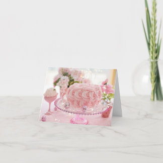Anpassad skinka tårta och blommor födelsedagsgratu tack kort
