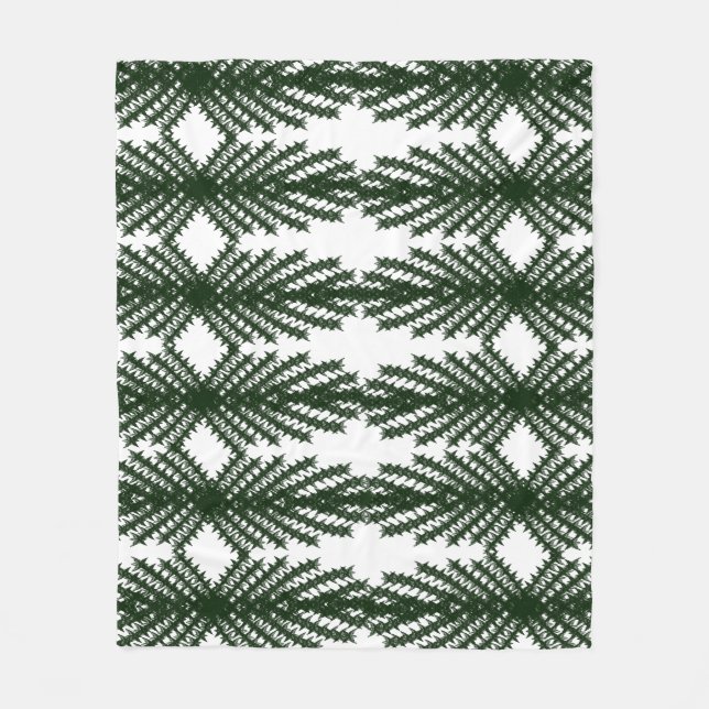 Anpassad skoggrön tall abstrakt mönster fleecefilt (Framsidan)