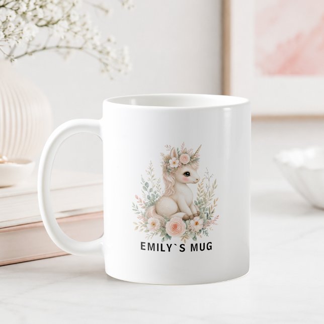 Anpassad Skogs Enhörning Mugg med Namn (Custom Woodland Unicorn Mug with your Name or Quate)