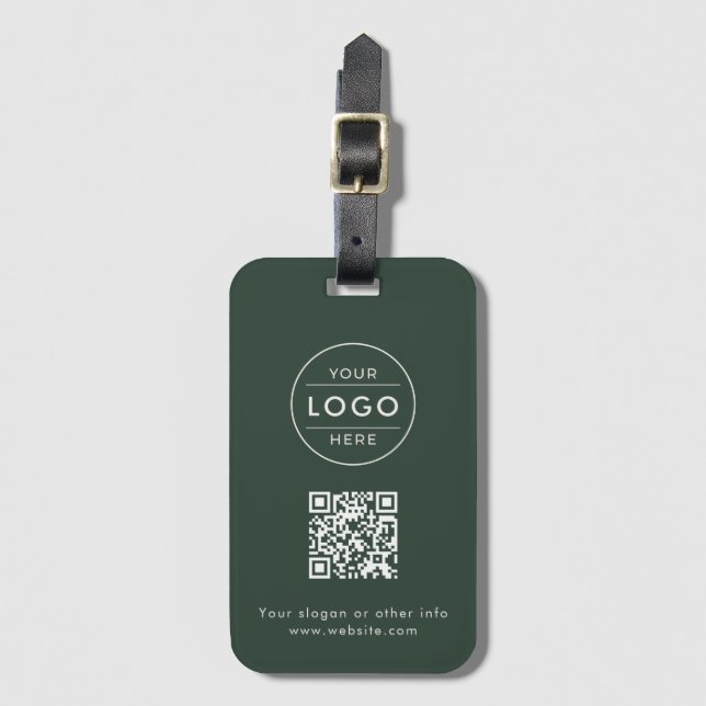 Anpassad skogsgrön logotyp QR kräm Bagagebricka (Framsida vertikal)