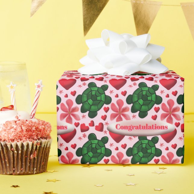 Anpassad sköldpadds-mönstrat presentpapper (Födelsedagsfest)