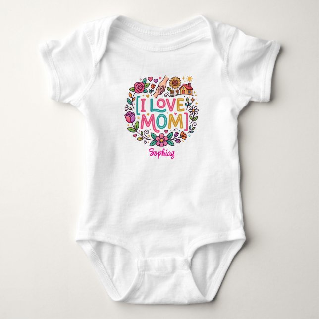 Anpassad skript (jag älskar mamma) graviditetsanno t shirt (Framsida)
