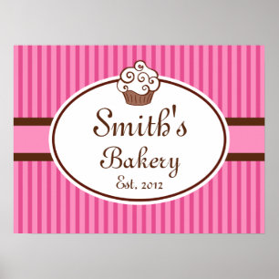 Anpassad Skriv ut Cupcoa Bakery Sign Art Poster