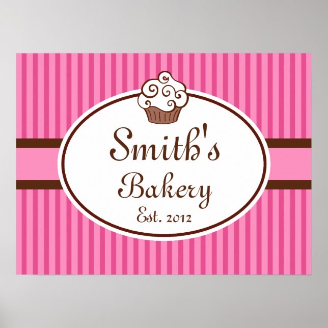 Anpassad Skriv ut Cupcoa Bakery Sign Art Poster (Framsidan)