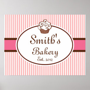 Anpassad Skriv ut Cupcoa Bakery Sign Art Poster