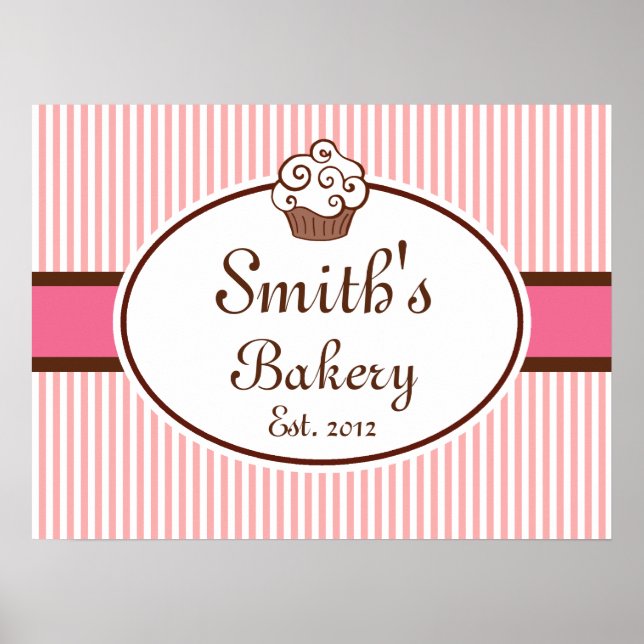 Anpassad Skriv ut Cupcoa Bakery Sign Art Poster (Framsidan)