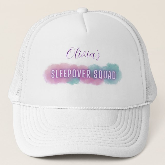 Anpassad "Sleepover Squad" | Pastel färg | Keps (Framsida)