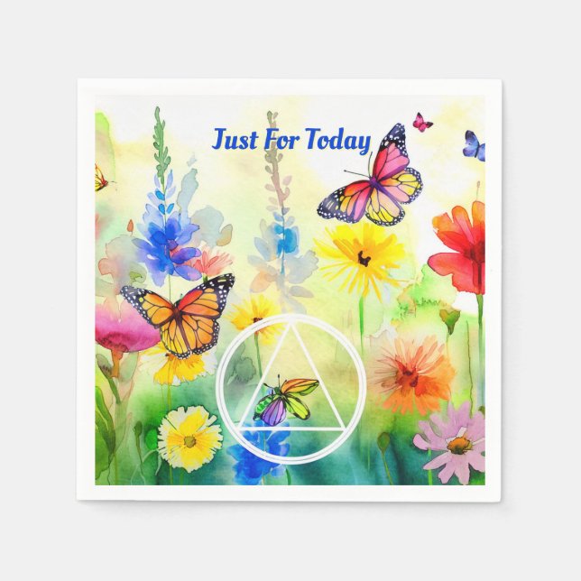 ANPASSAD slogan AA-symbol Fjärilar och blommor Pappersservett (Framsidan)