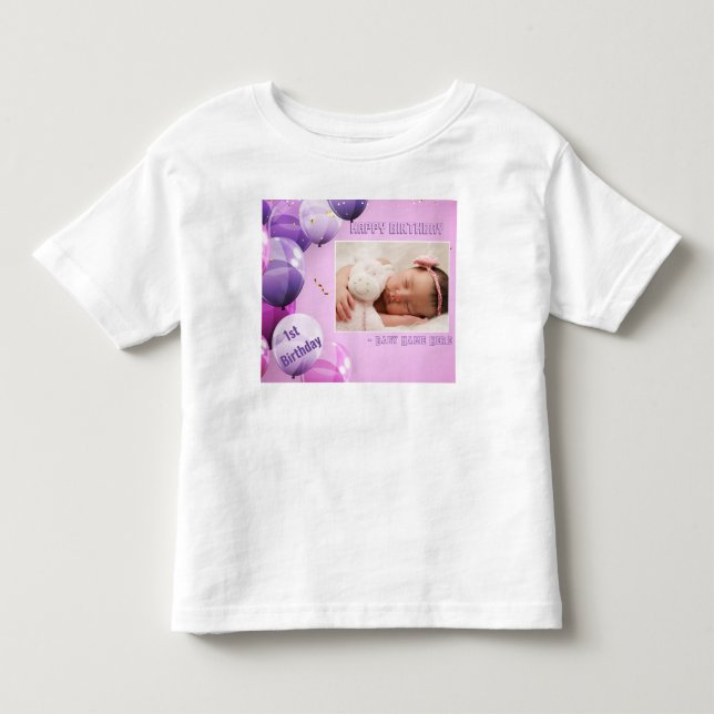 Anpassad småbarnsfin jerseytext och bild födelseda t shirt (Framsida)