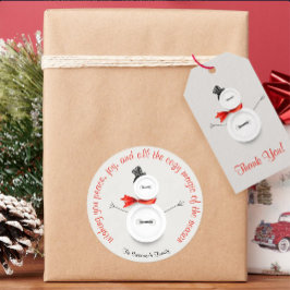 Anpassad Snöman Knapp Runt Klistermärke