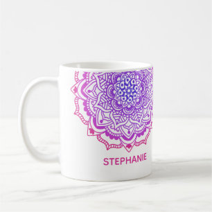 Anpassad Snyggt Lila Rosa Boho Mandala Kaffemugg